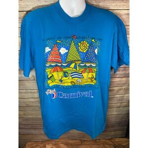 Vintage Carnival Vintage Carnival The Fun Ship T Shirt 2XL Blue Cruise Vacation